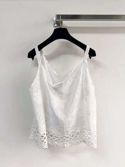 Chanel 2026 Flower Camisole White Cotton Nylon