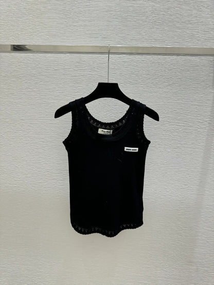 Miumiu 2026 Vest Black White Yellow Linen