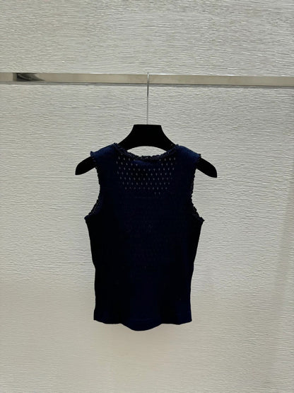 Miumiu 2026 Vest Navy Blue and Brown Wool 132749