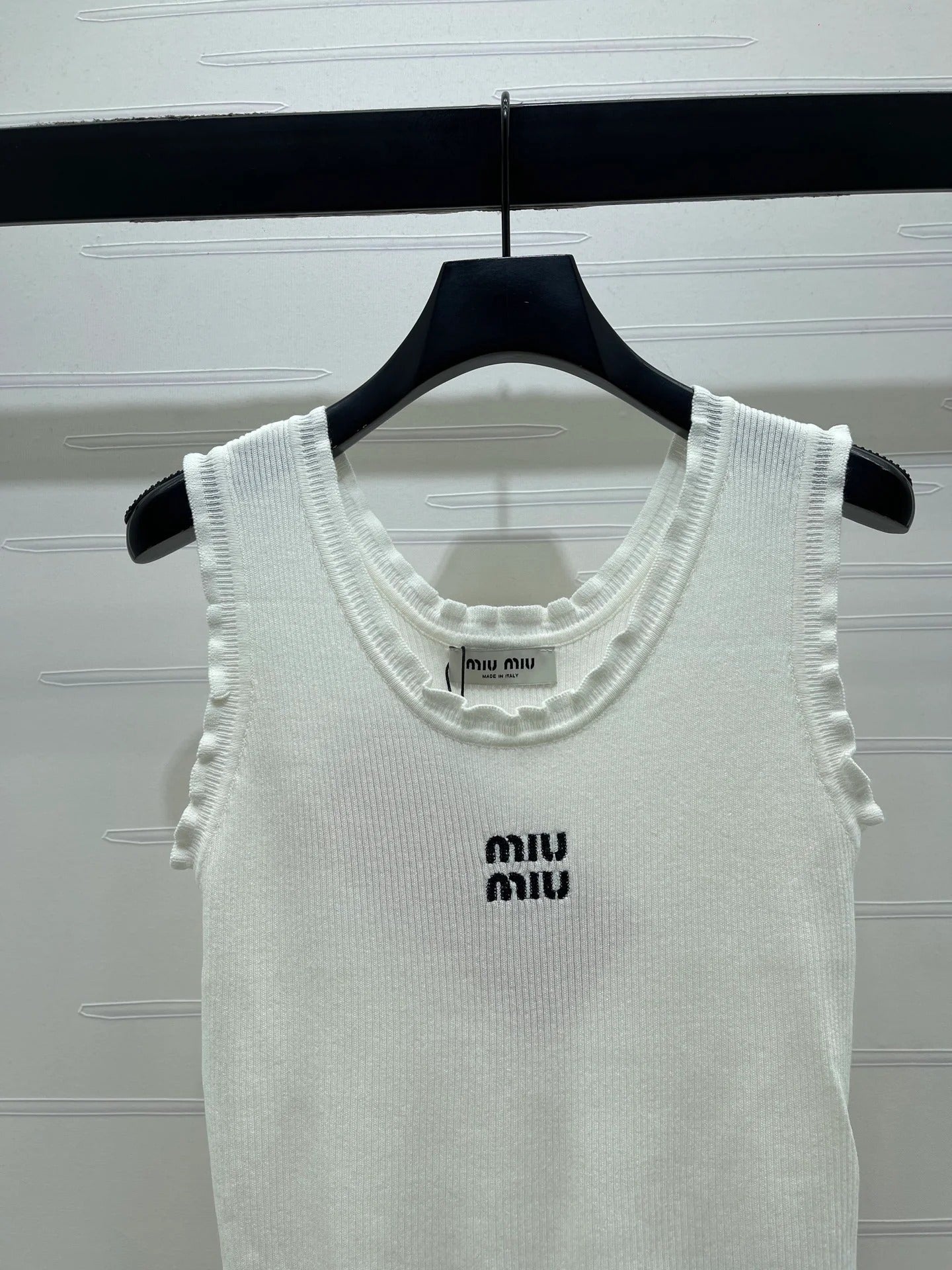 Miumiu 2026 Lace-trimmed Camisole Knit Vest Wool Tencel