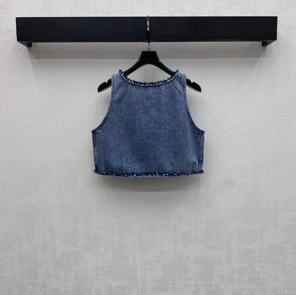 Chanel 2026 Denim Vest Blue Cotton 356145