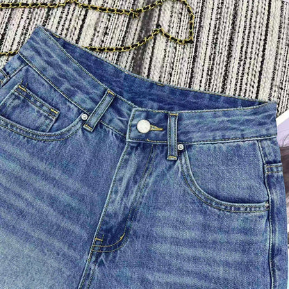 Chanel 2026 Short With Floral Embroidered Pattern Blue Cotton 358656