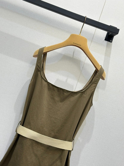 Miumiu 2026 Vest Dress Khaki Brown Cotton 136569