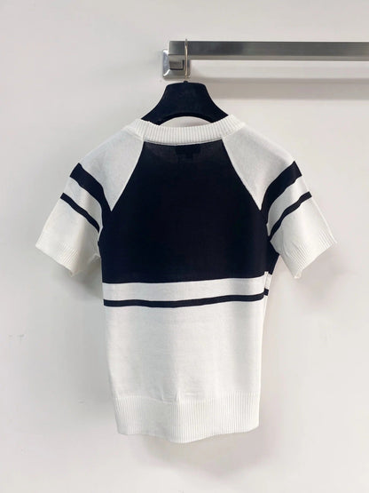 Chanel 2026 Short-Sleeve Shirt Pink Black White Wool Cashmere