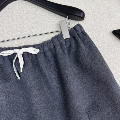 Miumiu 2026 Mini Skirt Dark Gray Wool Polyester