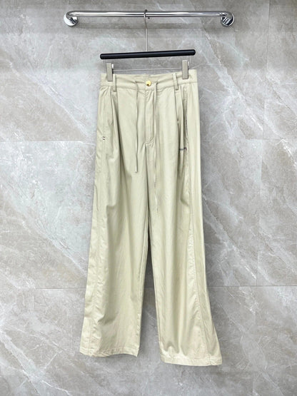 Miumiu 2026 Drawstring Pant White and Beige Nylon Fabric