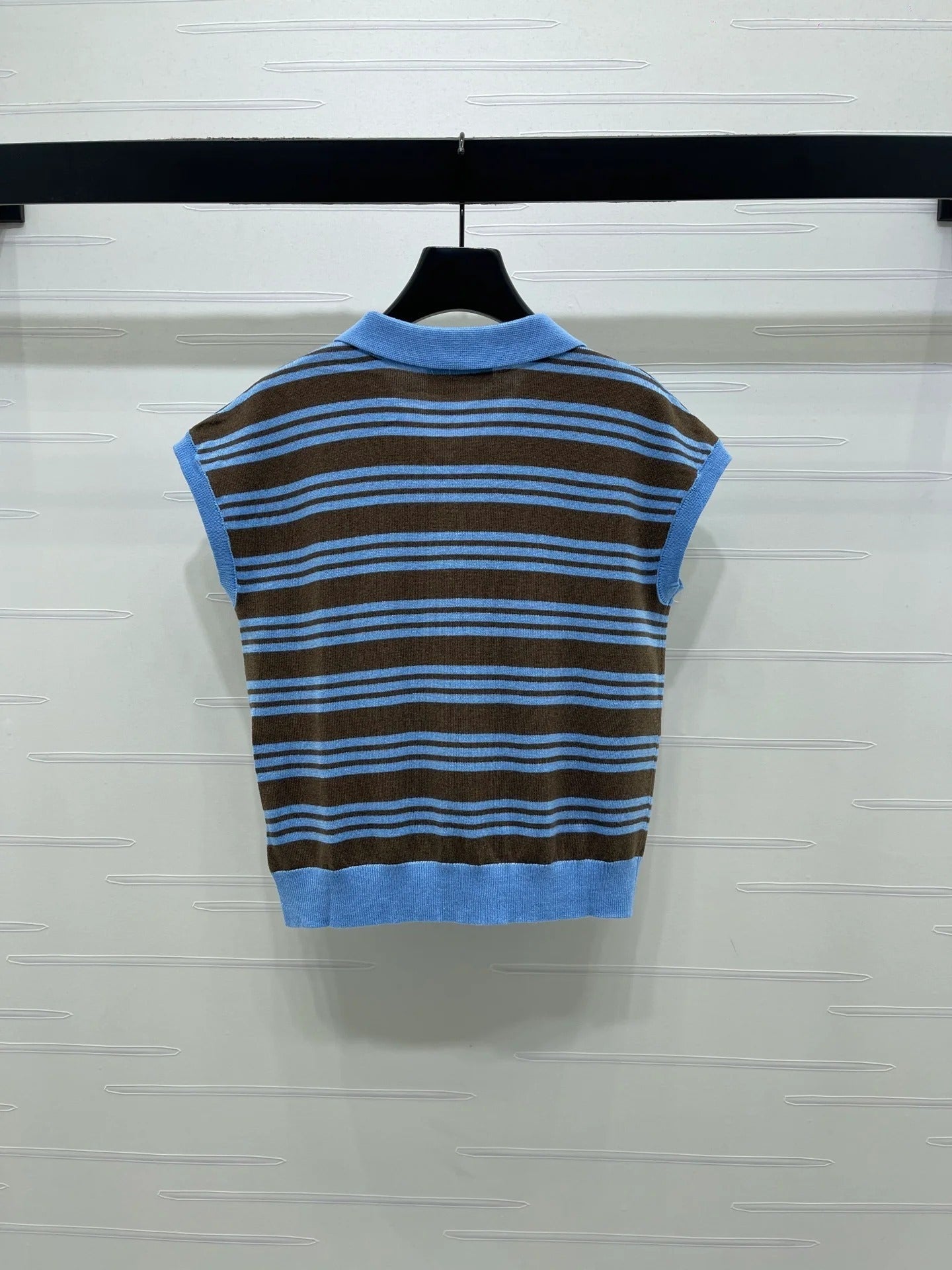 Miumiu 2026 Striped Collared Knit Vest Wool Cashmere 352445