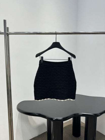 Chanel 2026 Crochet Knit Mini Skirt Wool