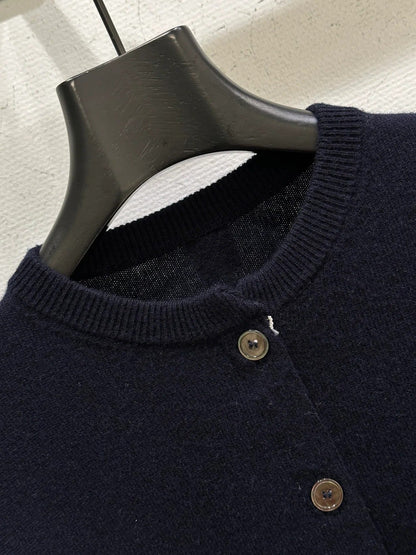 Miumiu 2026 Horse Cardigan Navy Blue Wool