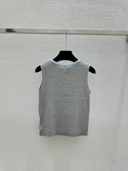 Miumiu 2026 Tank Top Blue and Gray Cotton