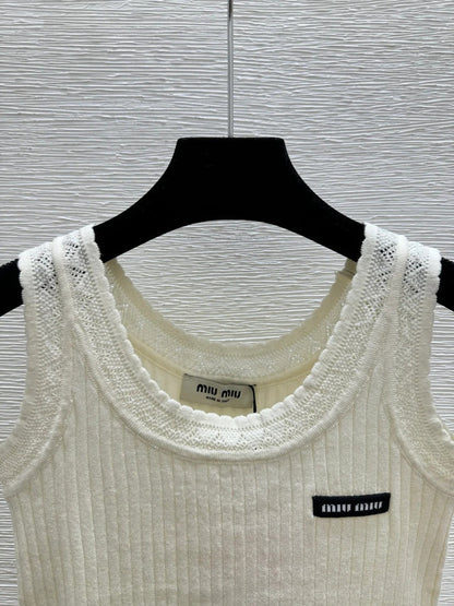 Miumiu 2026 Vest Black White Yellow Linen
