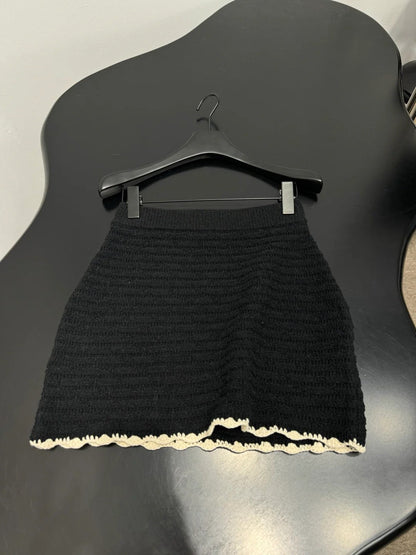 Chanel 2026 Crochet Knit Mini Skirt Wool