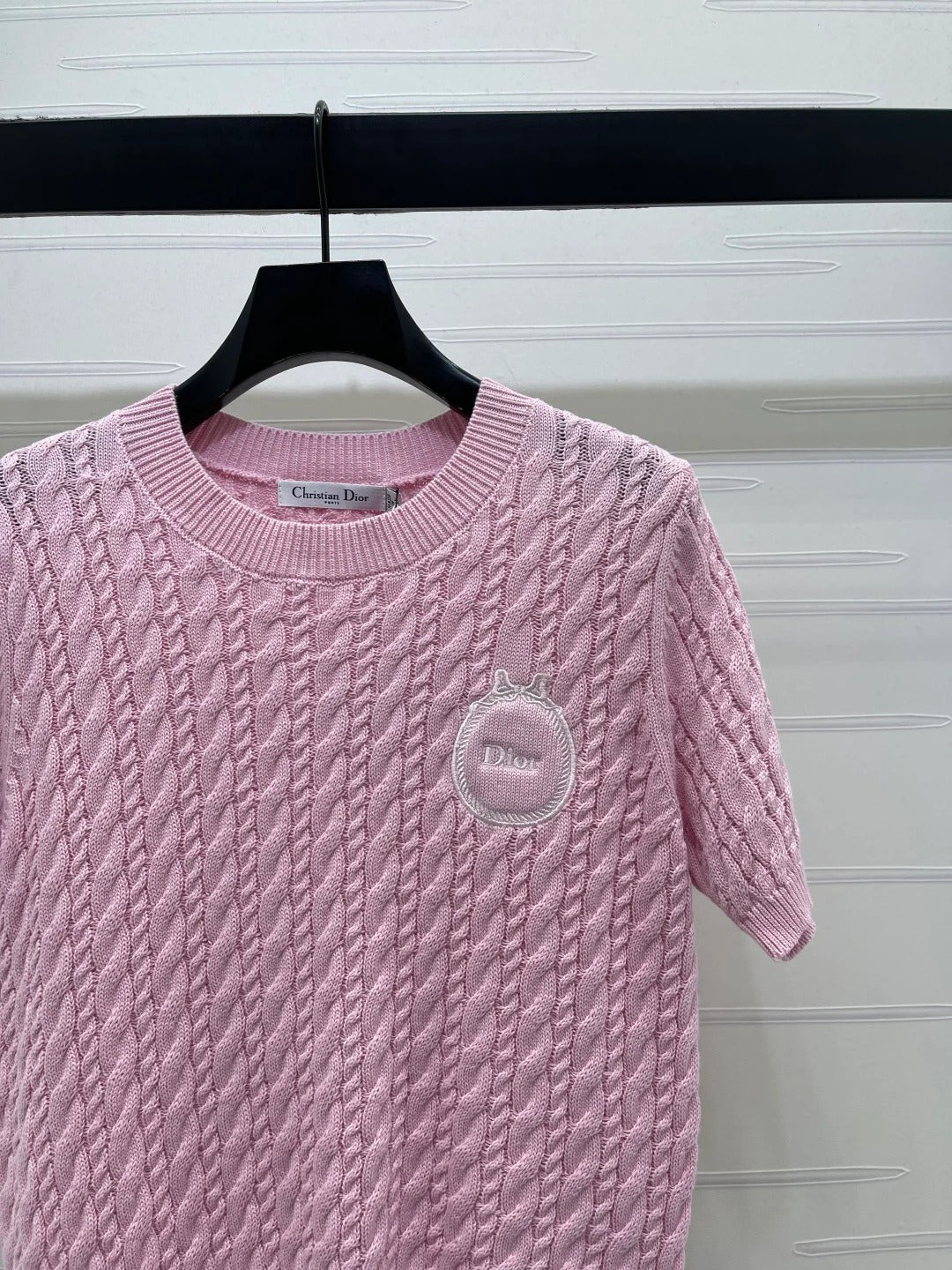 Dior 2026 Crew Neck Cable Knit Short-Sleeve T-Shirt Wool