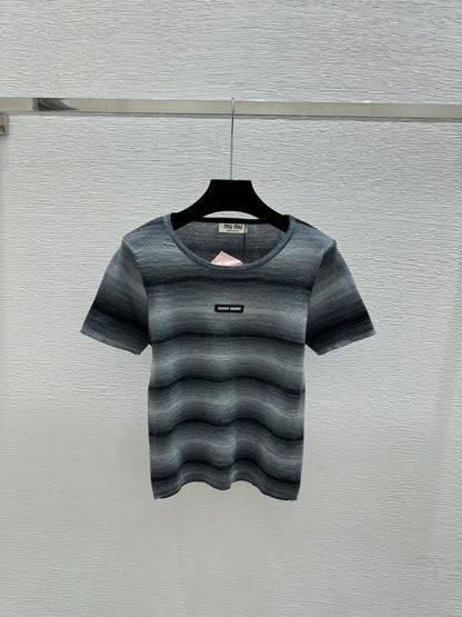 Miumiu 2026 Striped Shirt Yellow Blue and Gray Wool