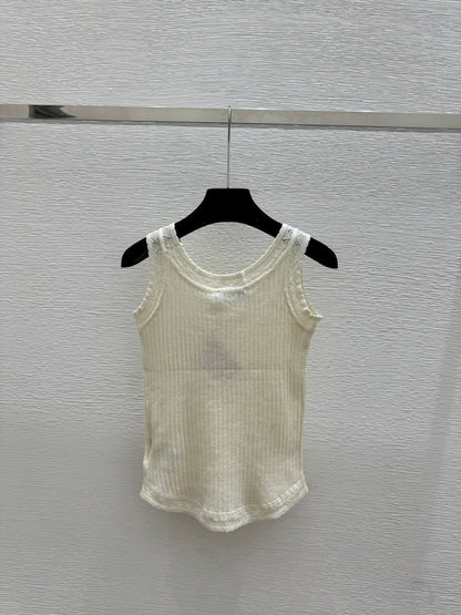 Miumiu 2026 Vest Black White Yellow Linen