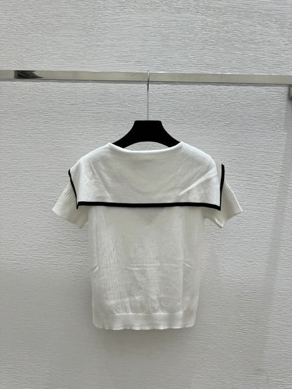 Miu Miu 2026 Sailor-style Knit Top With Tie Detail