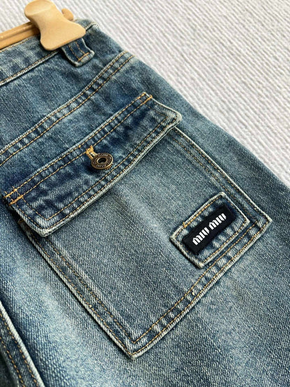 Miumiu 2026 Denim Short Blue Cotton 356321