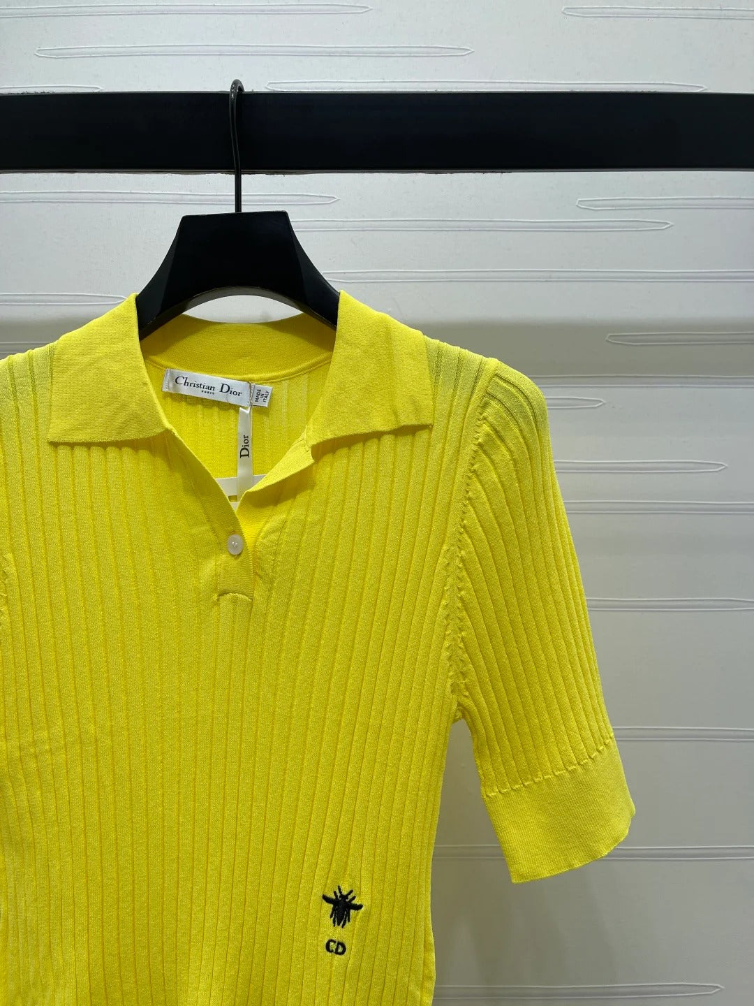 Dior 2026 Slim Fit Collared Knit Short-Sleeve Shirt Wool