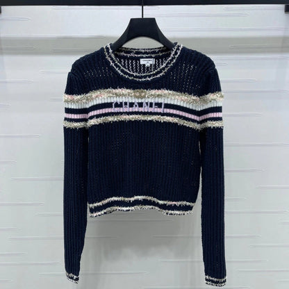 CHANEL 25S LONG SLEEVE OPEN-KNIT SWEATER STYLE 162
