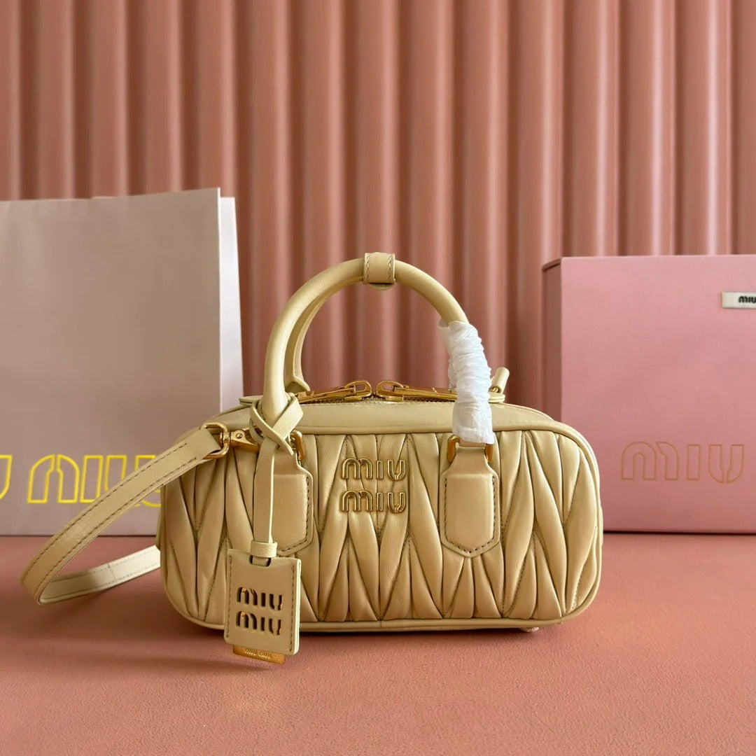 ARCADIE MATELASSÉ BAG 22 BEIGE IN CALFSKIN