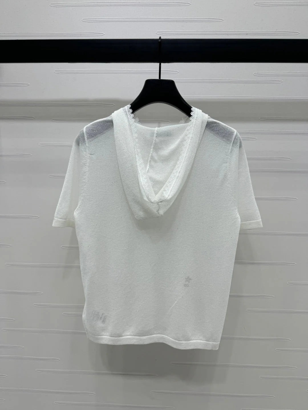 DIOR SHORT-SLEEVE LACE-KNIT HOODIE 274811