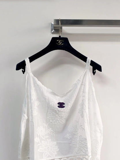Chanel 2026 Flower Camisole White Cotton Nylon