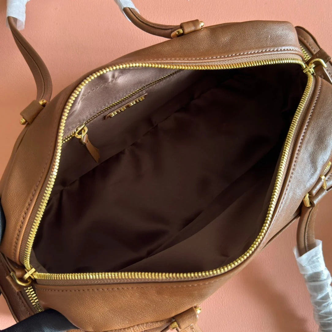 JOIE HAND BAG 32 IN TAWNY BROWN CALFSKIN