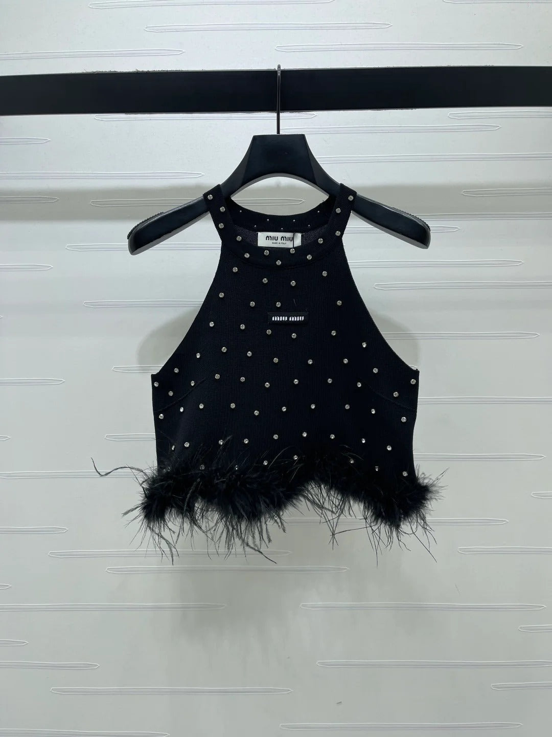 Miumiu 2026 Rhinestone Knit Vest Wool Cashmere 356496