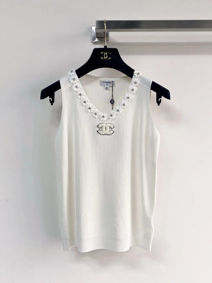 Chanel 2026 Flower Shirt White and Black Polyester Viscose