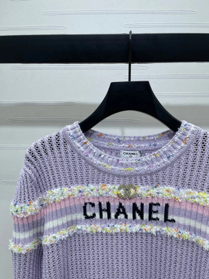 CHANEL 25S LONG SLEEVE OPEN-KNIT SWEATER STYLE 163