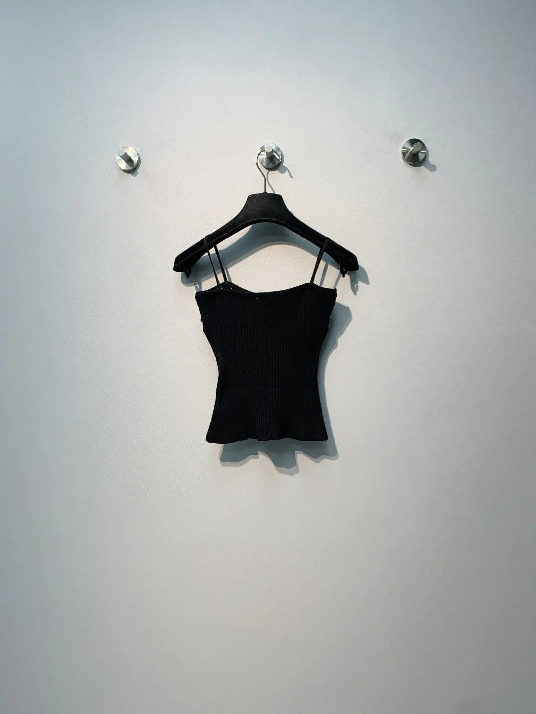 Chanel 2026 Knit Camisole White and Black Polyester Viscose