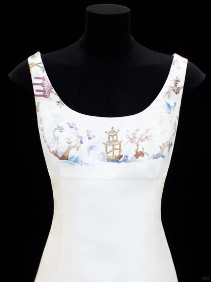 formaldressy-White exquisite and elegant fairy girl short satin homecoming dress birthday dress gh5373