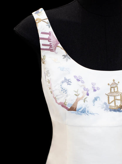 formaldressy-White exquisite and elegant fairy girl short satin homecoming dress birthday dress gh5373
