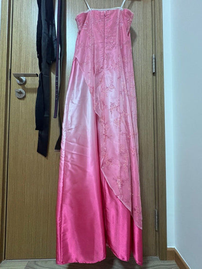 formaldressy--Pink gradient exquisite floral beading fashion long tulle prom dress graduation dress gh5522