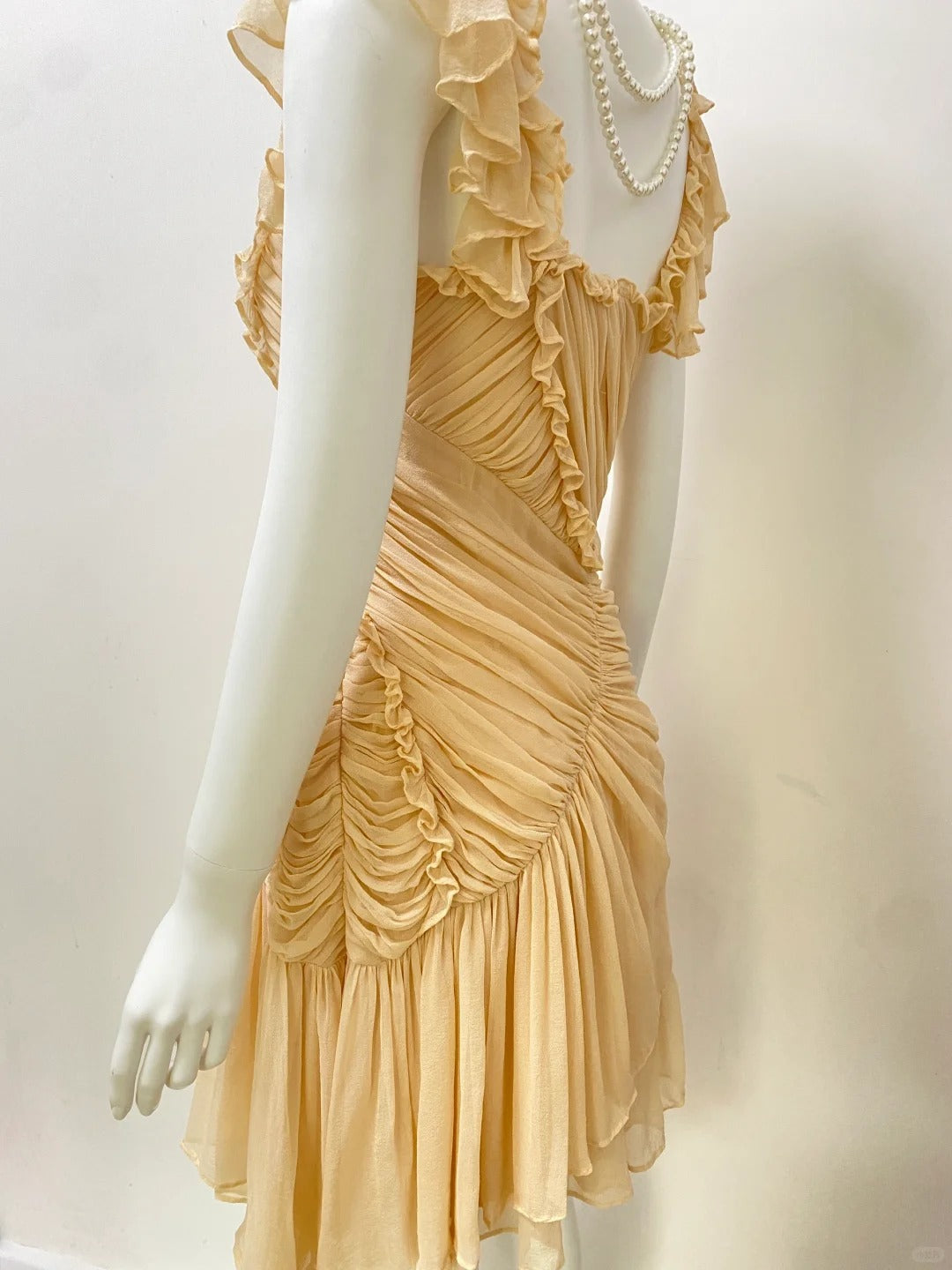 formaldressy-Cream yellow mousse vintage fairy short chiffon homecoming dress birthday party dress gh5427