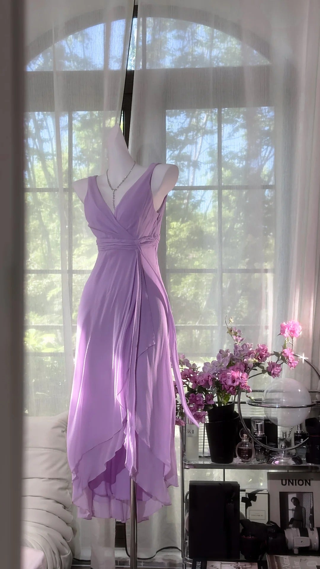 formaldressy-Wisteria vintage taro purple short chiffon homecoming dress birthday dress gh5360