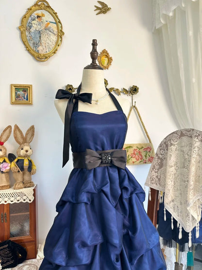 formaldressy-Navy blue vintage short chiffon homecoming dress birthday dress gh5218
