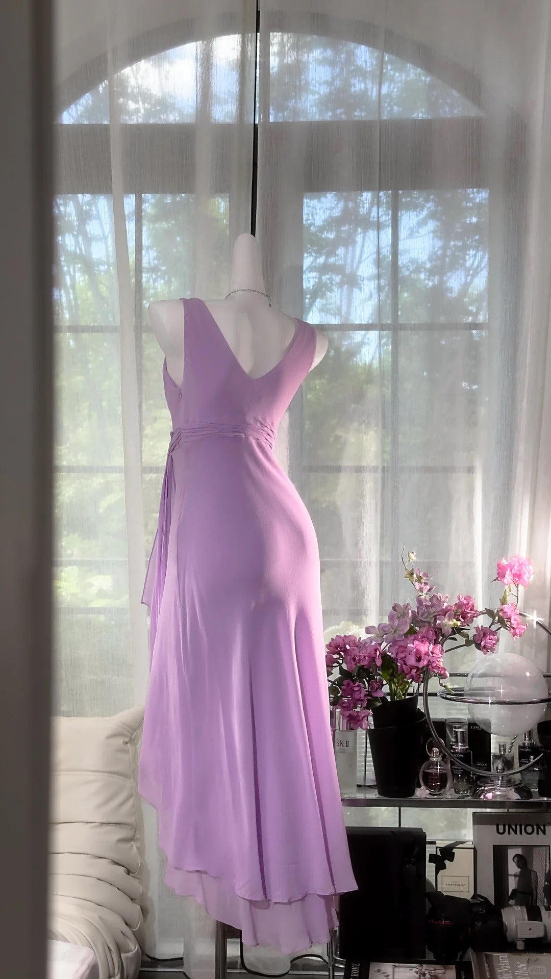 formaldressy-Wisteria vintage taro purple short chiffon homecoming dress birthday dress gh5360