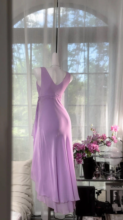 formaldressy-Wisteria vintage taro purple short chiffon homecoming dress birthday dress gh5360