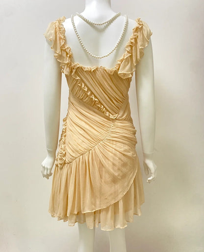 formaldressy-Cream yellow mousse vintage fairy short chiffon homecoming dress birthday party dress gh5427