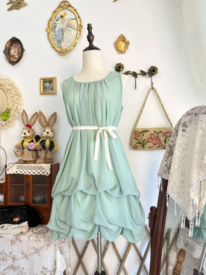 formaldressy-Mint green vintage short chiffon homecoming dress birthday dress gh5210