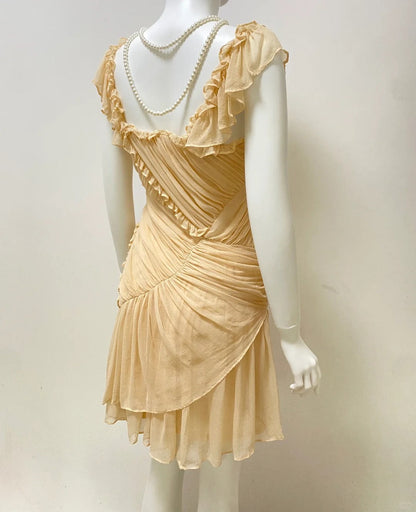 formaldressy-Cream yellow mousse vintage fairy short chiffon homecoming dress birthday party dress gh5427