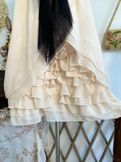 formaldressy-Pink bow vintage short chiffon homecoming dress birthday dress gh5220