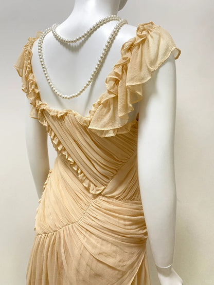 formaldressy-Cream yellow mousse vintage fairy short chiffon homecoming dress birthday party dress gh5427