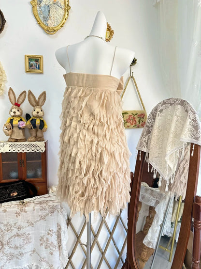 formaldressy-Champagne bow vintage short chiffon homecoming dress birthday dress gh5208