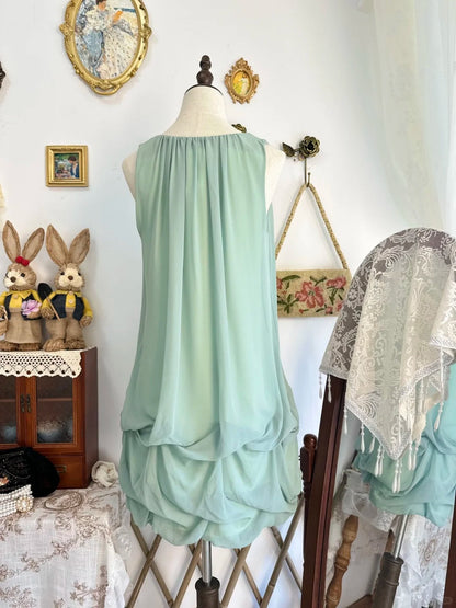 formaldressy-Mint green vintage short chiffon homecoming dress birthday dress gh5210