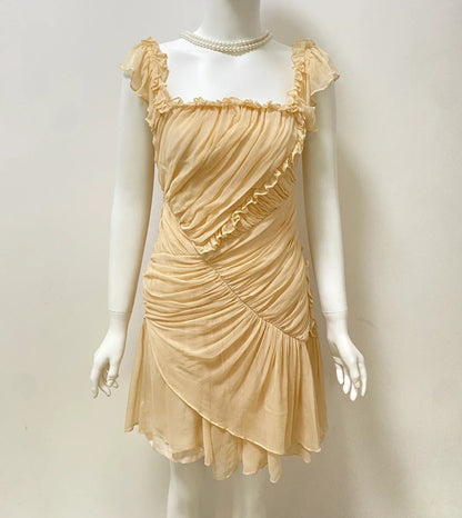 formaldressy-Cream yellow mousse vintage fairy short chiffon homecoming dress birthday party dress gh5427