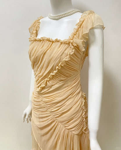 formaldressy-Cream yellow mousse vintage fairy short chiffon homecoming dress birthday party dress gh5427
