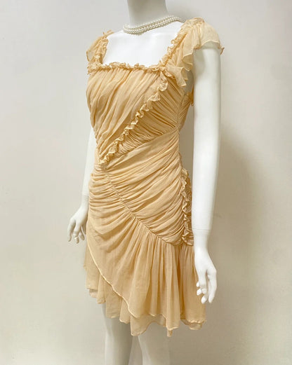 formaldressy-Cream yellow mousse vintage fairy short chiffon homecoming dress birthday party dress gh5427