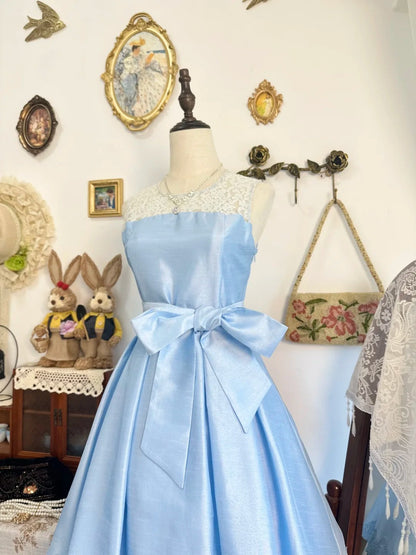 formaldressy-Blue satin vintage short homecoming dress birthday dress gh5215